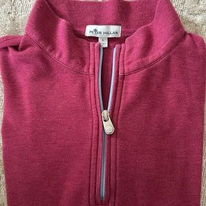Peter Millar cotton 1/4 zip- logo on sleeve from club - Large